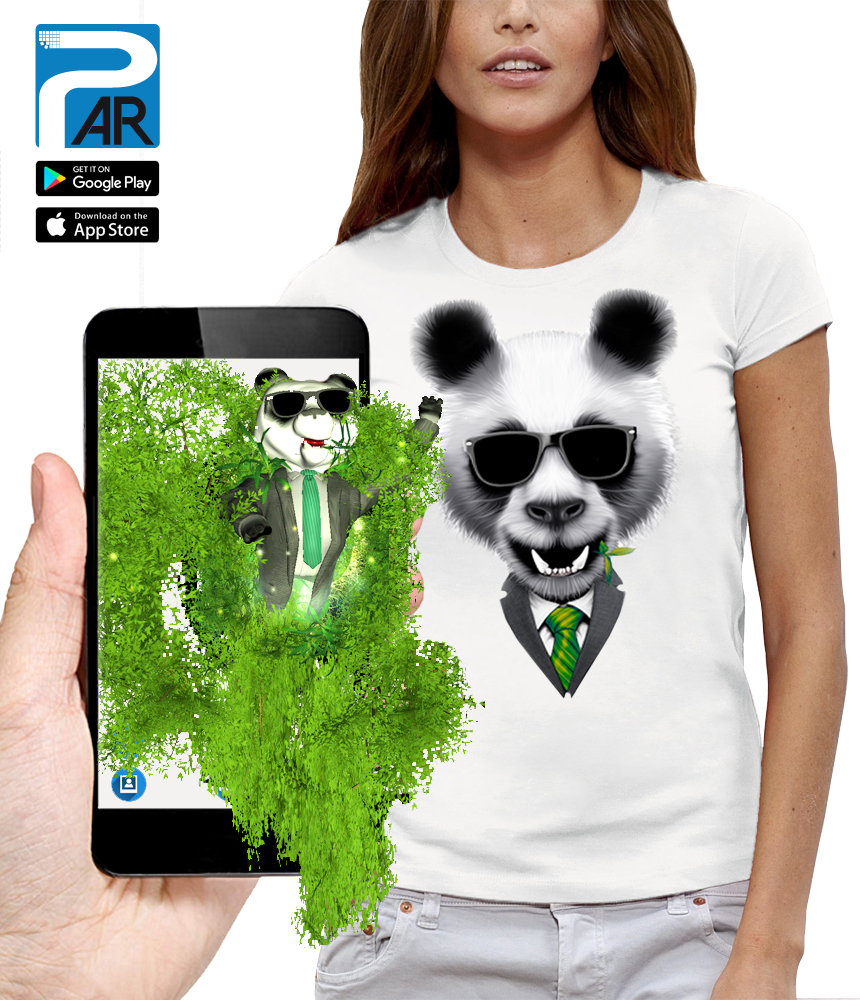 shirt 3D panda réalité augmentée
