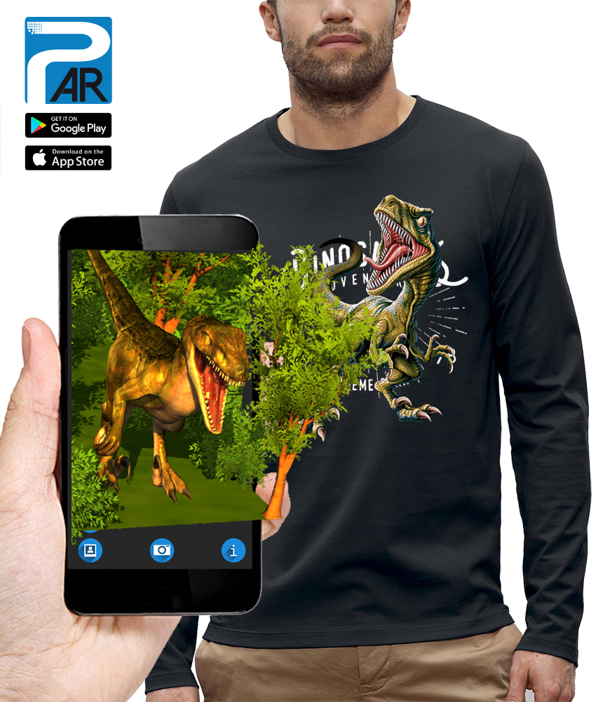 shirt 3D velociraptor réalité augmentée